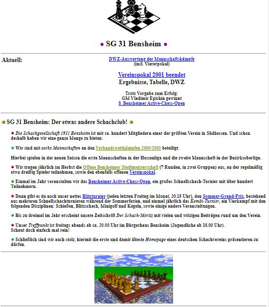 Homepage Screenshot 2001